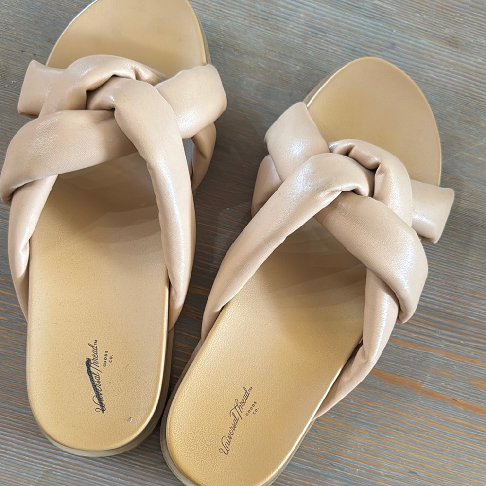 Universal Thread Tan Sandals with Knot Design